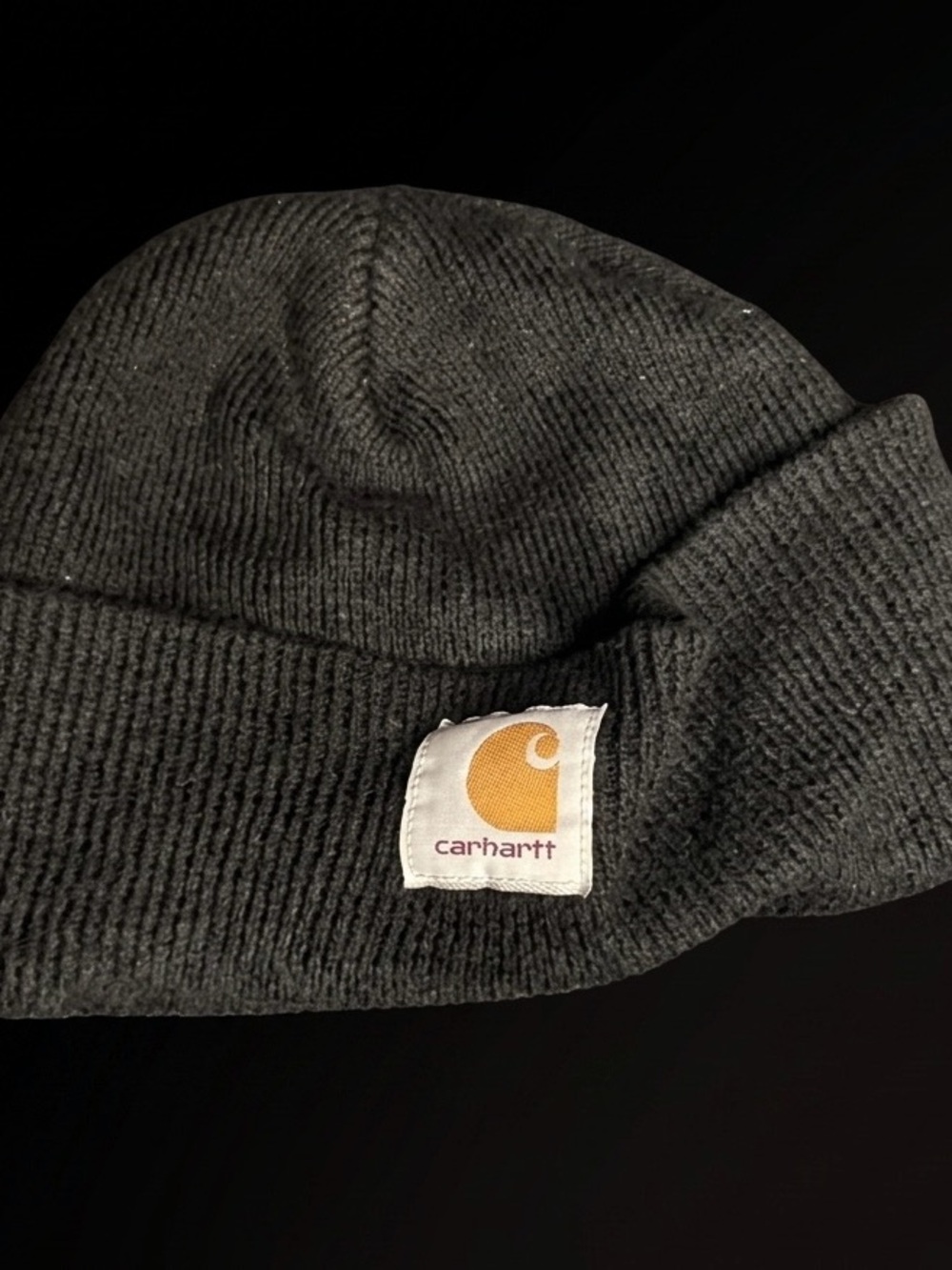 Carhartt Black Cuffed Knit Beanie with Logo Patch